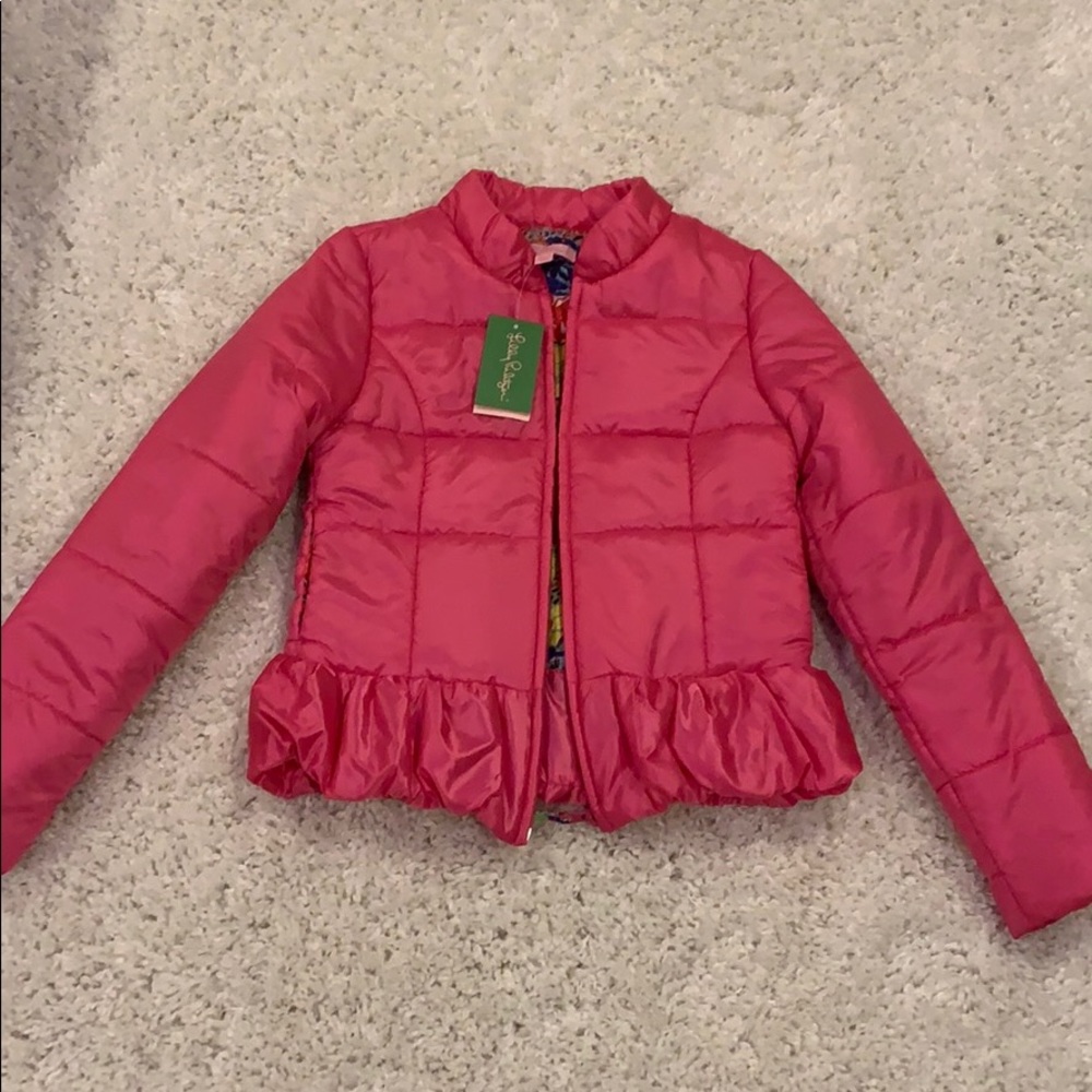 Hot Pink Lilly Pulitzer Puffer Jacket(Size: 12-14)